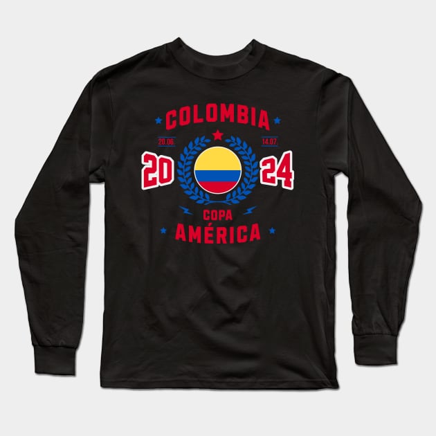 Colombian Fútbol Copa America 2024 Fan Tee Long Sleeve T-Shirt by Kicosh